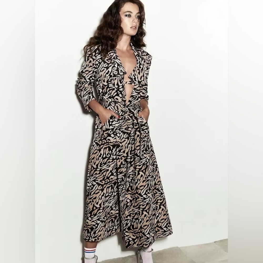 Fleur du Mal Tiger Print Jacket in Black and Tan sz S